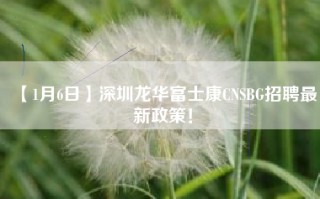 【1月6日】深圳龙华富士康CNSBG招聘最新政策！